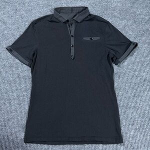Lululemon Polo Shirt Men’s Medium Mission Black Comfort Short Sleeve Stretch